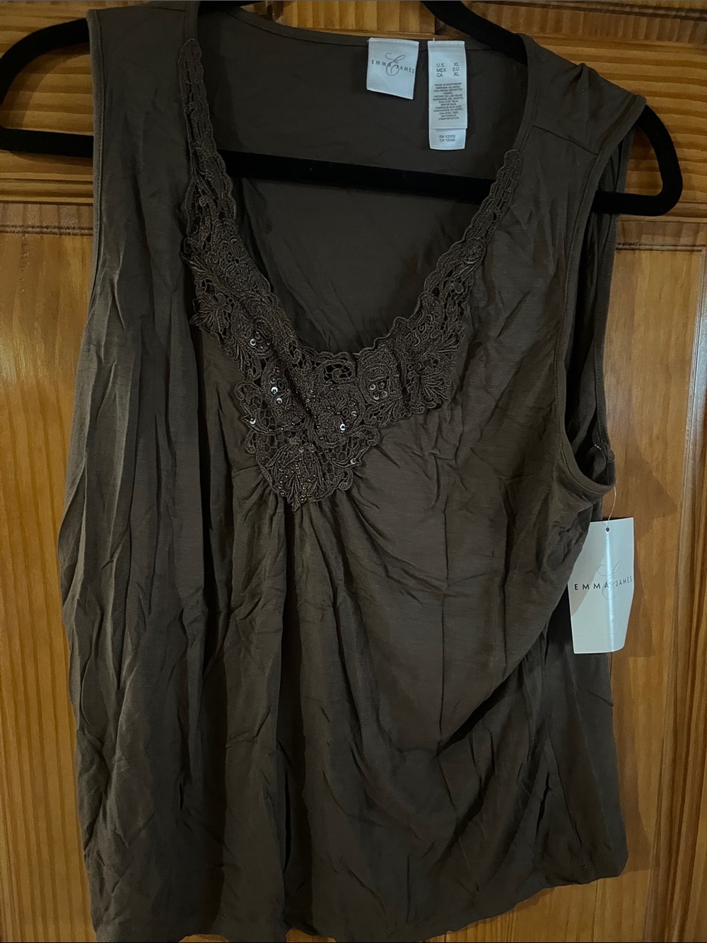 Emma James Chocolate Brown Lace-Trim V-Neck Camisole